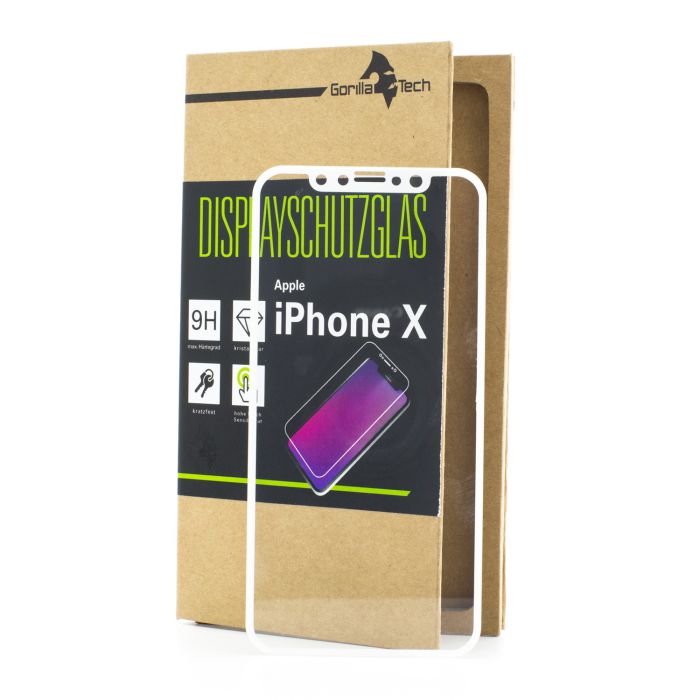 Panzerglas Apple iPhone X Schutzfolie Schutzglas Echtglas in Weiss
