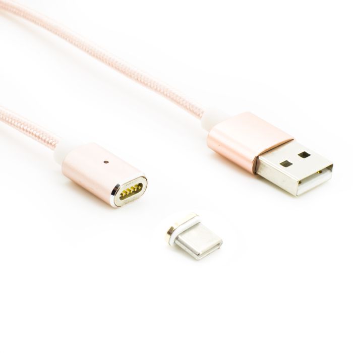 ROSE-USB-C-Magnet-Kabel-c-usb-ladekabel-magnet-daten-kabel-typ-stecker-magnetic-1m-sync-type-rosa-2x-silb-adapter-ladegerät-silber-3x-100cm