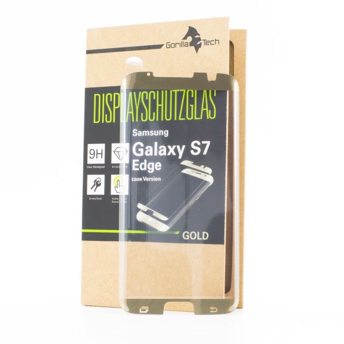 Panzerglas Schutzglas Samsung Galaxy S7 edge GOLD Schutz für Cases geeignet