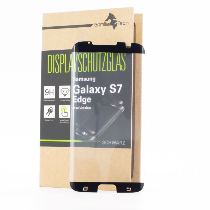 Panzerglas Schutzglas Samsung Galaxy S7 edge SCHWARZ Schutz für Cases geeignet